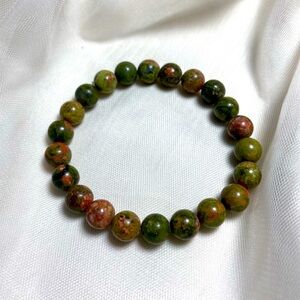 8MM Unakite Bead Stretchy Cord Necklace/Bracelet/Anklet